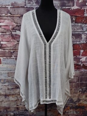 V-Neck Cotton/Cutwork Tunic Top